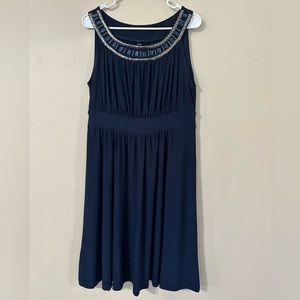 FOREVER Women’s Navy Blue Cocktail Dress Tunic Beaded Neck XL